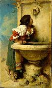 Leon Joseph Florentin Bonnat Roman Girl at a Fountain France oil painting artist